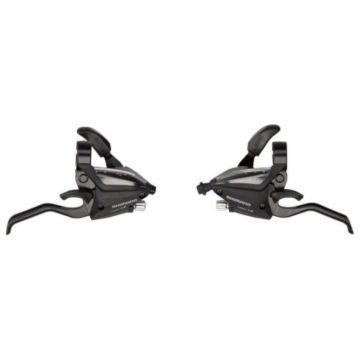 Manete Schimbator Frana Shimano St-Ef500-2A, 7X3 Vit., 2 Degete, Pt. V-Brake, Camasi Schimbator (Sp41) Frana Lungime Standard (Negru), Negru, Ambalat Ind.