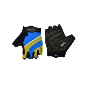 Manusi ciclisti adulti, culoare galben albastru, marime L