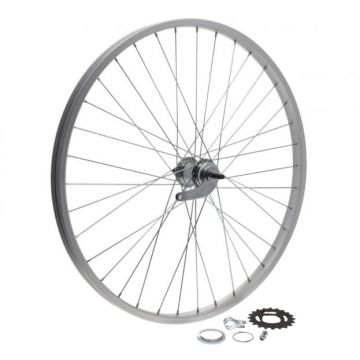 Roata spate simpla 26  , frana in butuc, culoare argintie