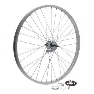 Roata spate simpla, frana butuc, 28  , culoare argintie