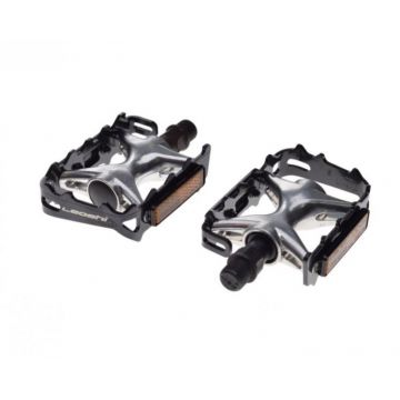 Set 2 pedale Wellgo din aluminiu+fier pentru bicicleta, filet 9 16, culoare negru argintiu