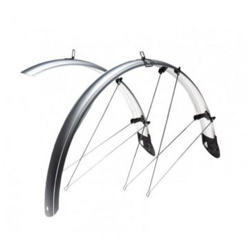 Set aparatori noroi fata spate bicicleta 26  , latime 53 mm, culoare argintiu, material PVC