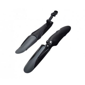 Set aparatori noroi fata+spate, pentru biciclete cu amortizoare, roata 24 - 28 inch, culoare negru gri