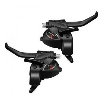 Set Maneta Schimbator Frana Shimano Tourney St-Ef41, 7X3 Vit., 2 Degete, Pt. Frana V-Brake, Cabluri Schimbator Frana Lungime Standard, Negru, Ambalat Ind.