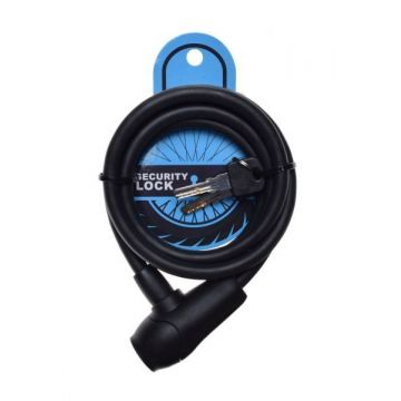 Antifurt cu cheie 10mm x 1500mm, protectie din silicon, culoare negru