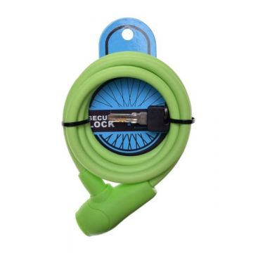 Antifurt cu cheie 10mm x 1500mm, protectie din silicon, culoare verde