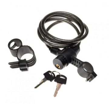 Antifurt cu cheie 8 mm x 1200 mm, culoare negru, cu suport montare