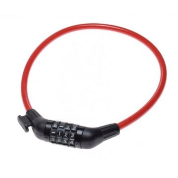 Antifurt cu cifru 10 mm x 650 mm, culoare rosu