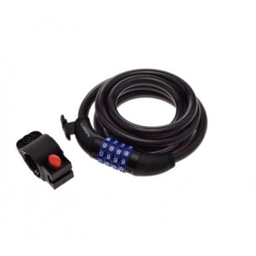 Antifurt cu cifru 12 mm x 1800 mm, culoare negru, cu suport montare