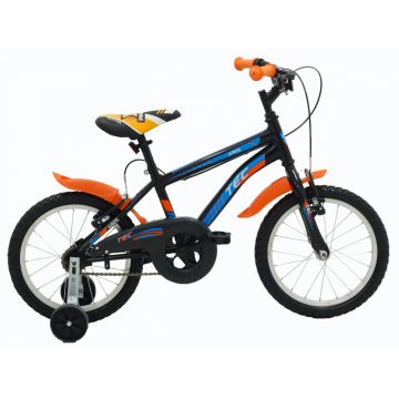 Bicicleta copii TEC Ares, culoare negru portocaliu, roata 16  , din otel