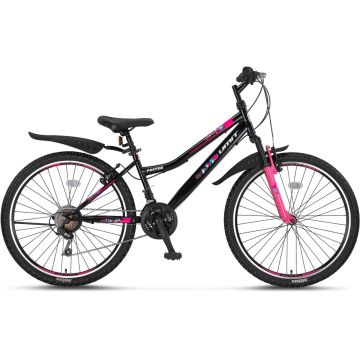Bicicleta copii Umit Faster Lady, frana V-Brake, 21 viteze, culoare negru roz, roata 24  , cadru otel