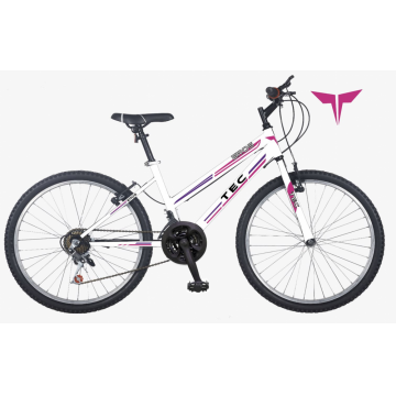 Bicicleta MTB copii TEC Eros, culoare alb roz mov, roata 24  , cadru din otel