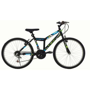 Bicicleta MTB Tec Strong, culoare negru verde, roata 26  , cadru din otel