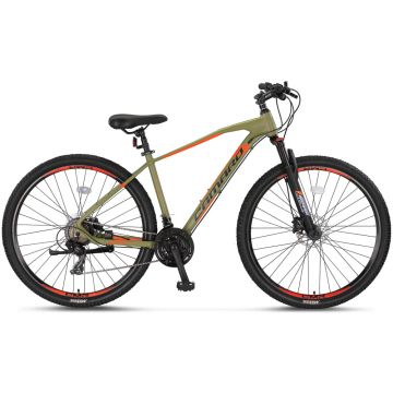 Bicicleta MTB Umit Camaro, culoare kaki portocaliu, roata 29  , cadru 16   din aluminiu, frana disc hidraulica, 21 viteze