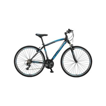 Bicicleta Trekking Umit Magnetic M-460-21-SHIM, culoare negru albastru, roata 28  , cadru aluminiu, frana disc hidraulica