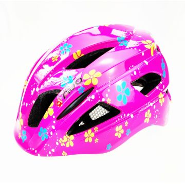 Casca biciclisti AVO-03, culoare roz, model flori, marime M (46-52cm)