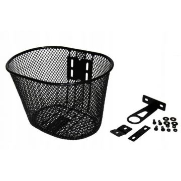 Cos biciclete copii, material metalic, culoare negru, montaj fata