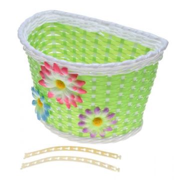 Cos fata biciclete copii, plastic, culoare verde