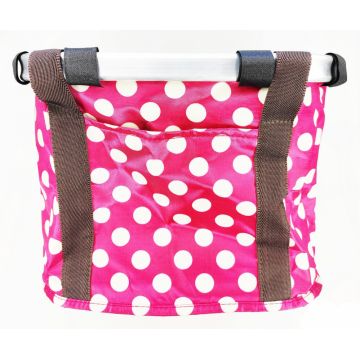 Cos fata biciclete tip geanta BL-F-007, prindere universala pe ghidon, culoare roz alb