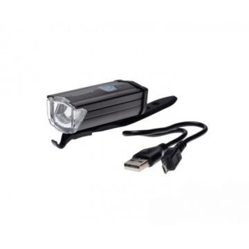 Lampa fata aluminiu pentru biciclete, incarcare USB, culoare negru, 1 led, 3W