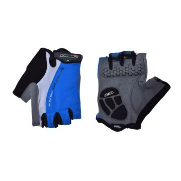 Manusi ciclism adulti, Leoshi, cu gel, culoare albastru alb, marime M