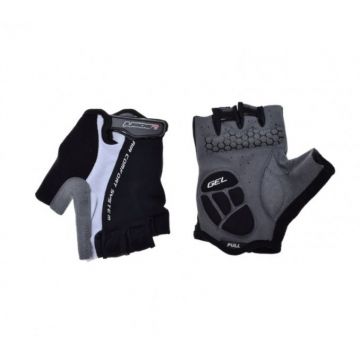 Manusi ciclism adulti, Leoshi, cu gel, culoare negru alb, marime XL