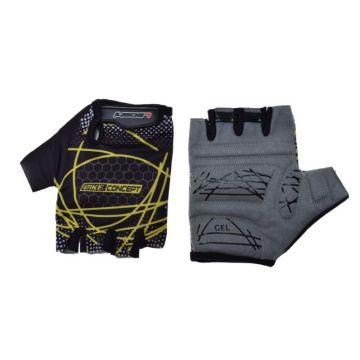 Manusi ciclism adulti, Leoshi, cu gel, culoare negru galben, marime XL