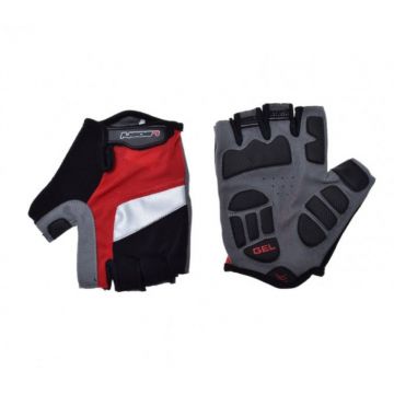 Manusi ciclism adulti, Leoshi, cu gel, culoare negru rosu alb, marime XL