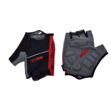 Manusi ciclism adulti, Leoshi, cu gel, culoare negru rosu, marime L