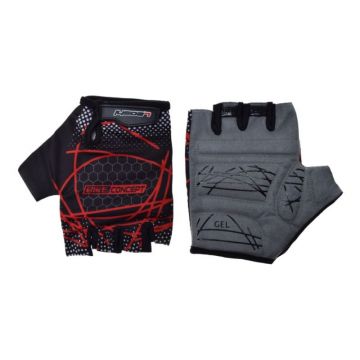 Manusi ciclism adulti, Leoshi, cu gel, culoare negru rosu, marime XL