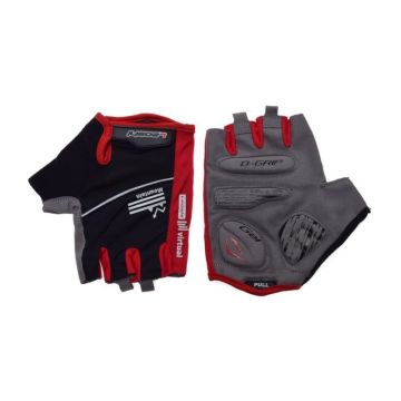 Manusi ciclism adulti, Leoshi, cu gel, culoare negru rosu, marime XL