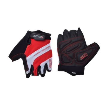 Manusi ciclism adulti, Leoshi, cu gel, marime XL, culoare rosu alb