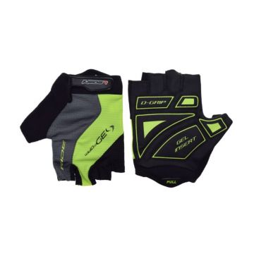 Manusi ciclism adulti, Leoshi D-Grip, cu gel, marime L, culoare negru verde gri