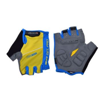 Manusi ciclism adulti, Leoshi Gel-Pro, cu gel, marime M, culoare galben albastru