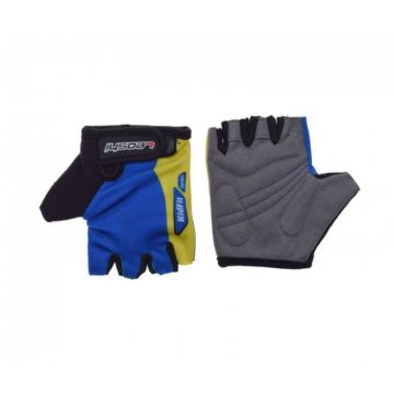 Manusi ciclisti copii, KidFit, culoare albastru galben, marime S
