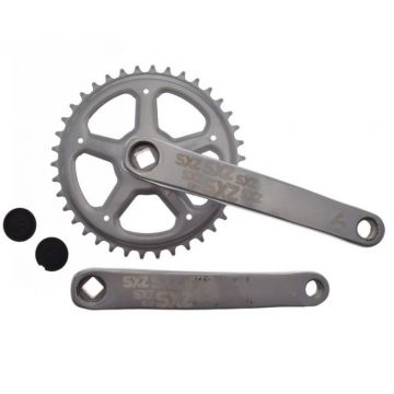 Pedalier biciclete din otel, lungime brat 170mm, 1 viteza, 38z, otel, ax patrat