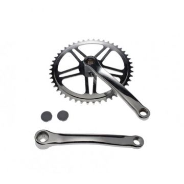 Pedalier biciclete din otel, lungime brat 170mm, 1 viteza, 46z, otel, ax patrat