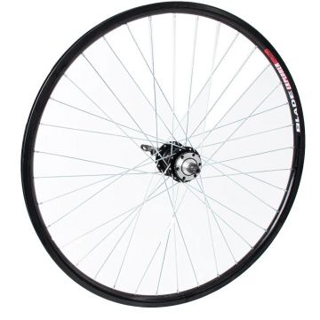 Roata spate dubla, 26x1.75 din aluminiu, culoare negru, pentru frana disc