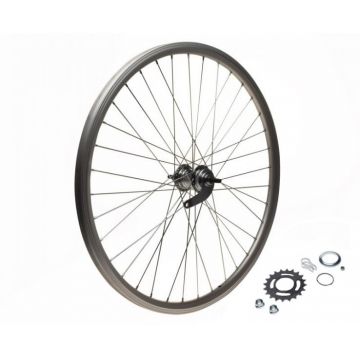 Roata spate dubla bicicleta 26  , frana in butuc, Torpedo, culoare argintiu