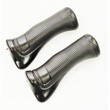 Set 2 mansoane biciclete KRIS Ergo cu suport pentru palma, PVC, 120mm, culoare negru