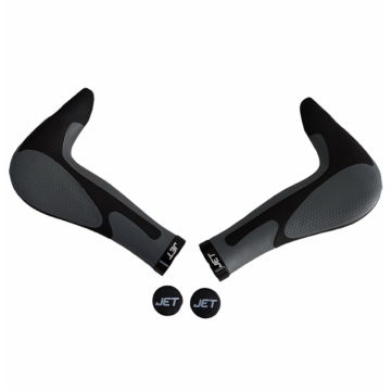 Set 2 mansoane ergonomice cu blocaj, pentru biciclete Jet G-205, culoare negru gri