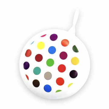 Sonerie biciclete Jet 58mm, model retro, culoare alb, model cu bulinute colorate