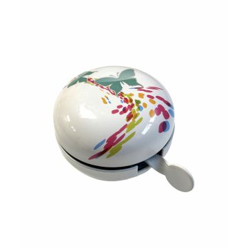 Sonerie biciclete Jet 65mm, model clasic, culoare alb, model cu fluturi