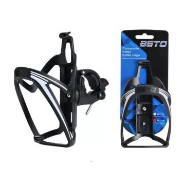 Suport bidon apa BETO BC-110C prindere pe ghidon, culoare negru alb