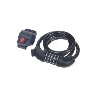 Antifurt cu cifru 10 mm x 1100 mm, culoare negru, cu suport montare