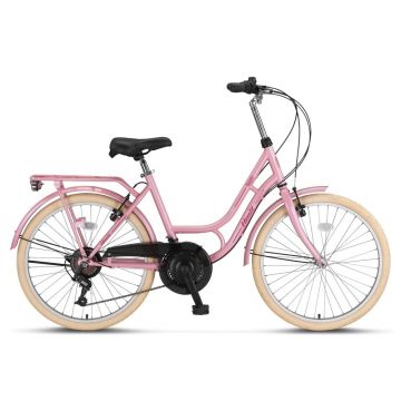 Bicicleta City Umit Stitch Lady, culoare roz, roata 26  , cadru otel, frana V-Brake