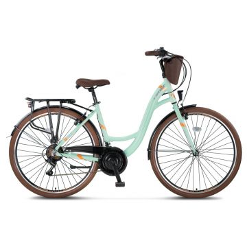 Bicicleta City Umit Valencia, L-430-AT, roata 28  , cadru 430mm aluminiu, frana V-Brake, culoare turcoaz maro