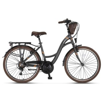 Bicicleta City Umit Valencia, L-460-AT, roata 28  , cadru 470mm aluminiu, frana V-Brake, culoare gri maro