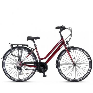 Bicicleta City Umit Ventura, L-430-AT, culoare visiniu alb, roata 28  , cadru 430mm aluminiu, frana V-Brake