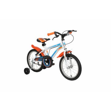 Bicicleta copii TEC Ares, culoare alb portocaliu, roata 16  , din otel